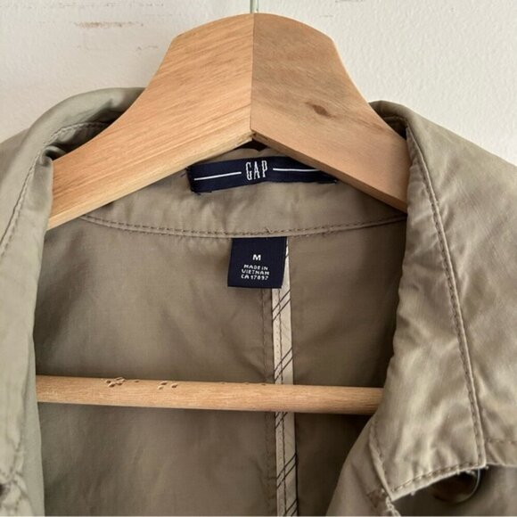 Vintage GAP Tan Beige Button Down Trench Coat sz M - Picture 2 of 7